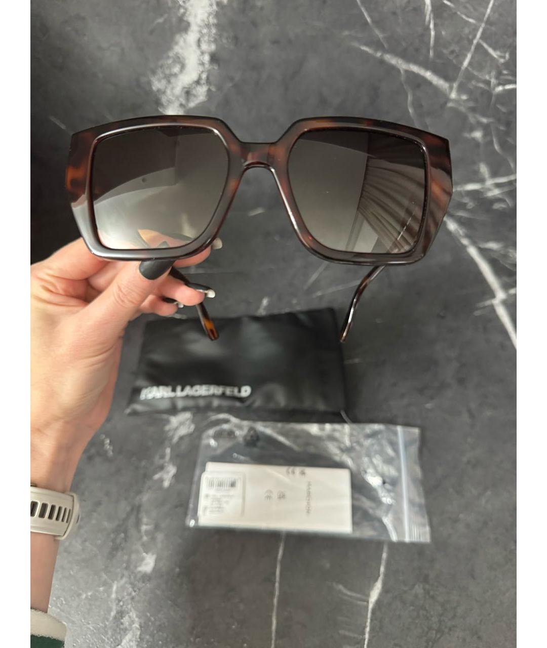 KARL LAGERFELD Коричневые пластиковые солнцезащитные очки, фото 8