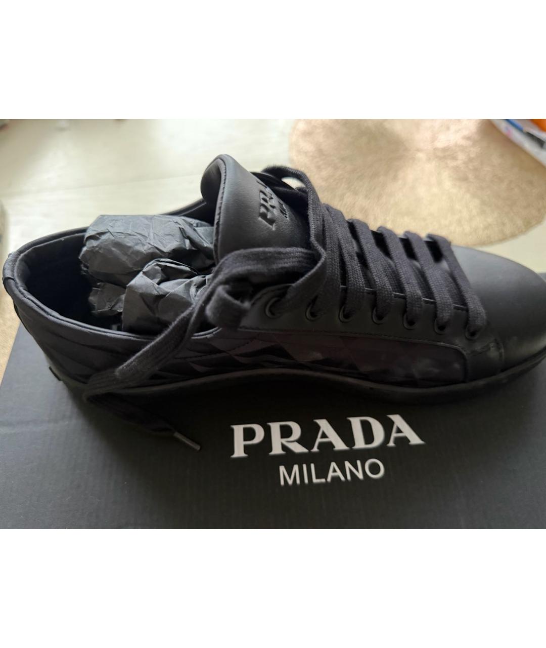 PRADA Черные низкие кроссовки / кеды, фото 2