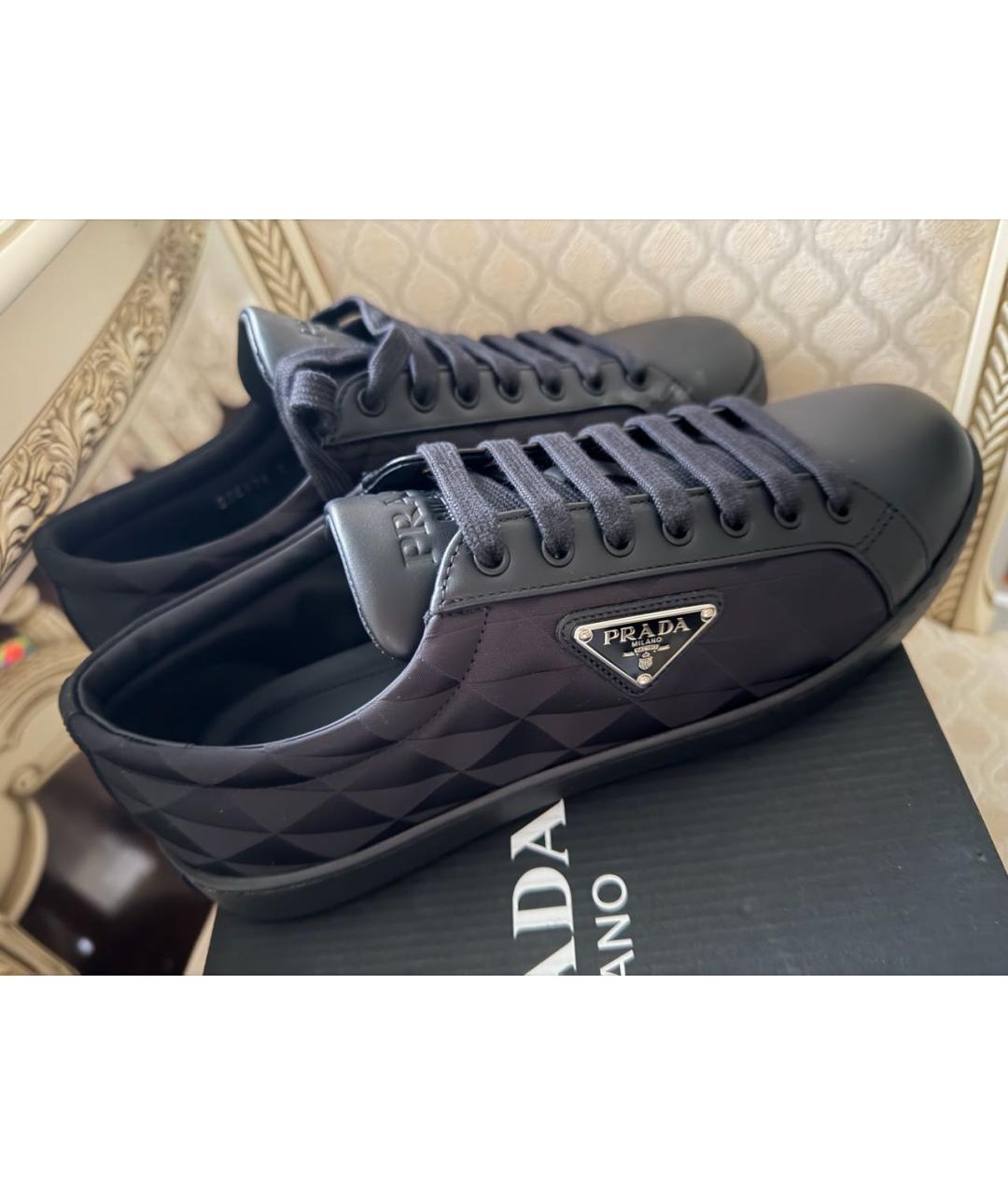PRADA Черные низкие кроссовки / кеды, фото 8