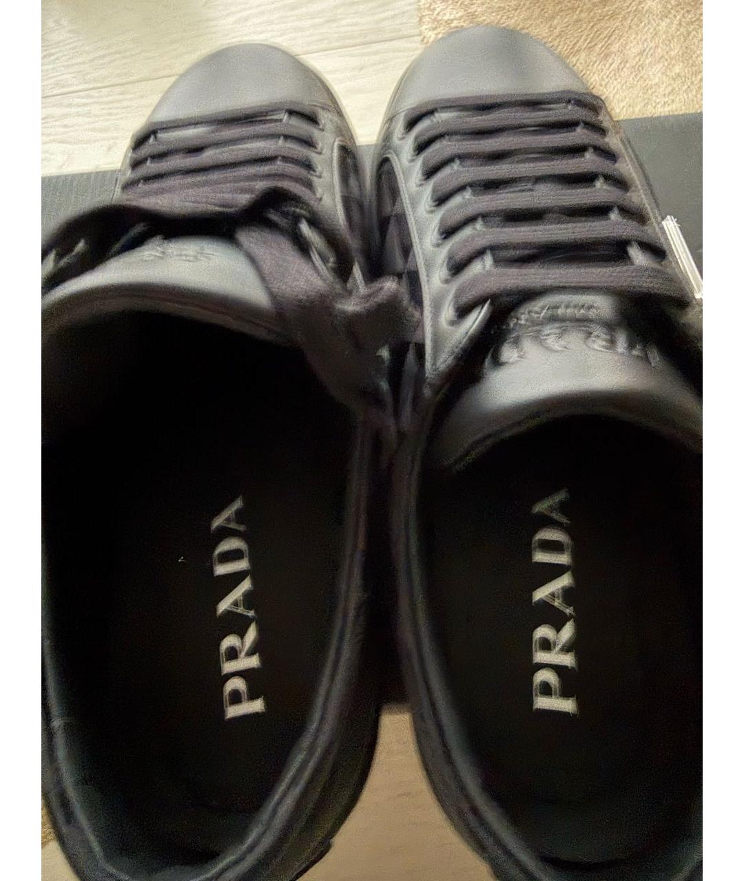 PRADA Черные низкие кроссовки / кеды, фото 4