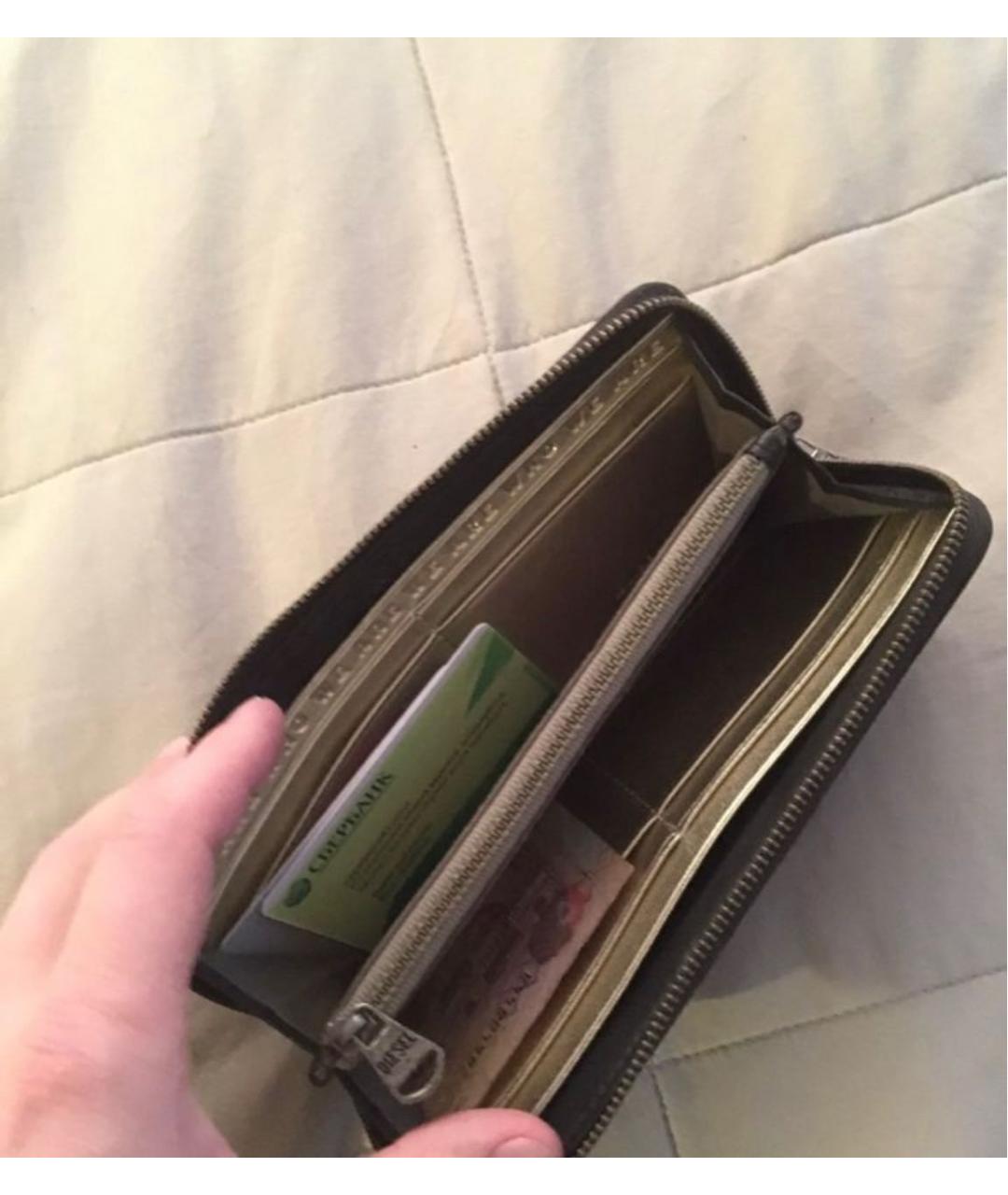 DIESEL BLACK GOLD Черный кожаный кошелек, фото 5