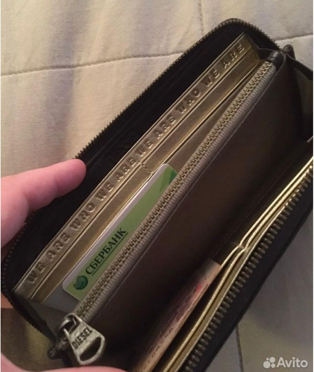 DIESEL BLACK GOLD Черный кожаный кошелек, фото 3