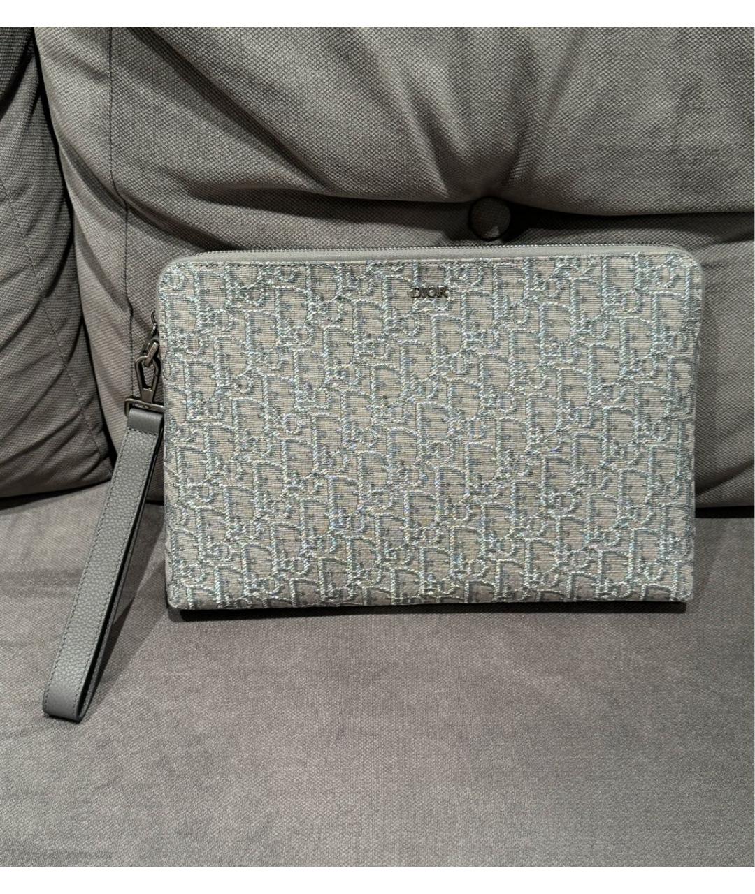 CHRISTIAN DIOR Серая тканевая папка для документов, фото 5