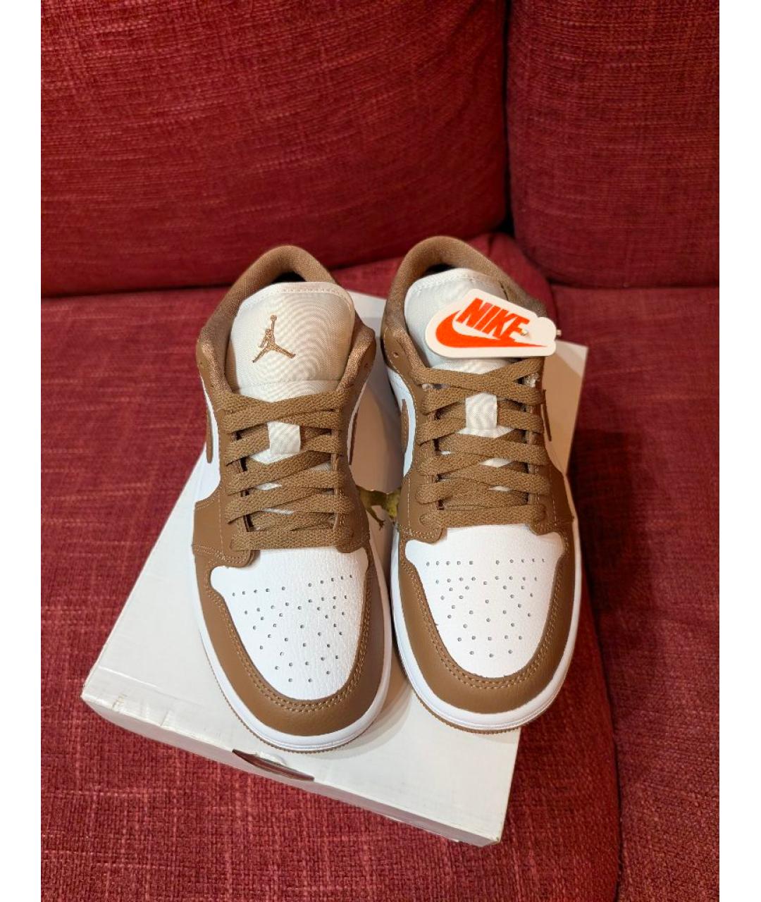 JORDAN Коричневые кожаные кроссовки, фото 3