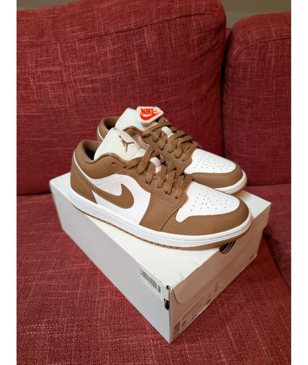 JORDAN Коричневые кожаные кроссовки, фото 6