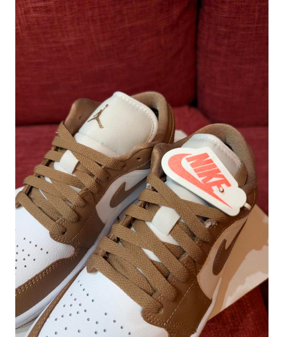 JORDAN Коричневые кожаные кроссовки, фото 5