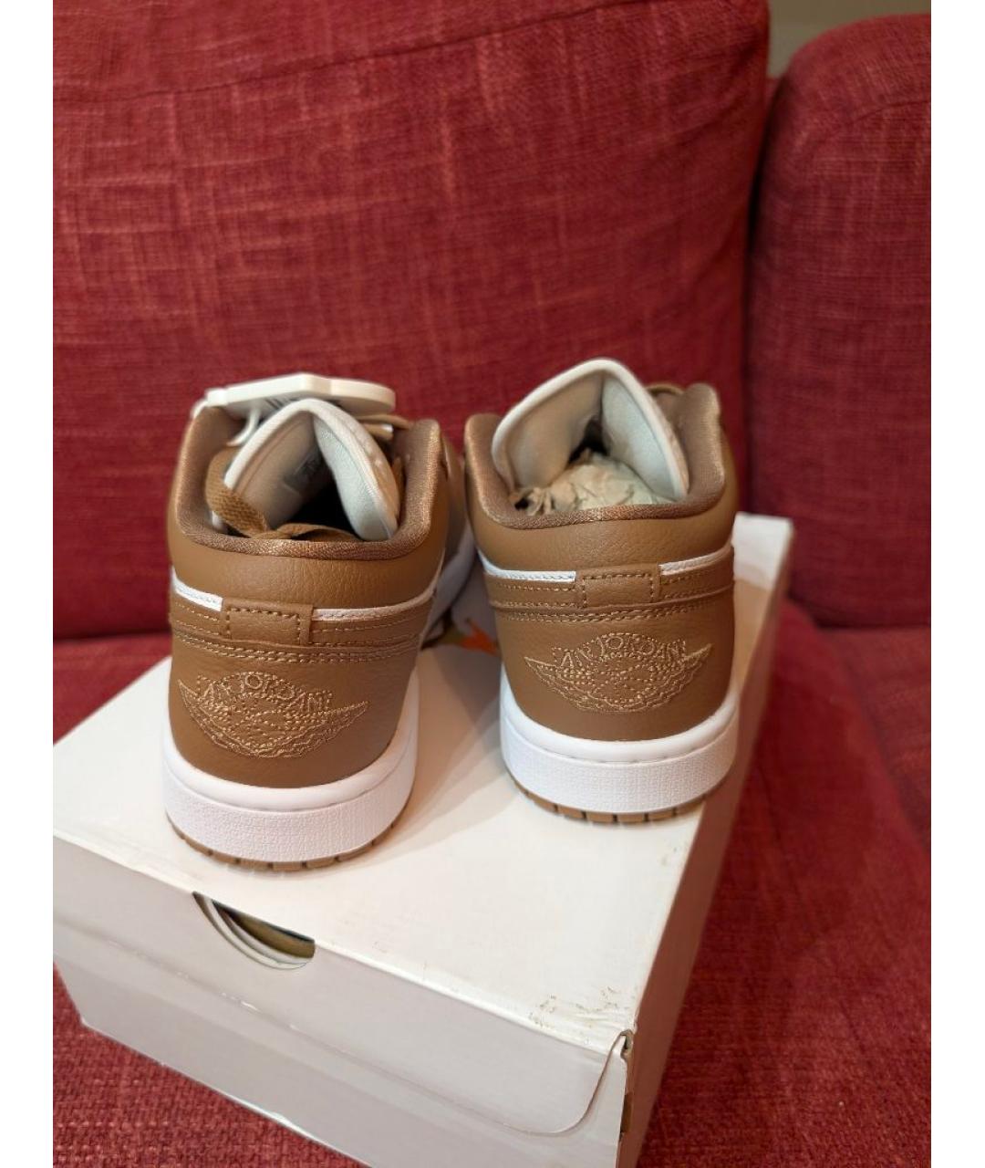 JORDAN Коричневые кожаные кроссовки, фото 4