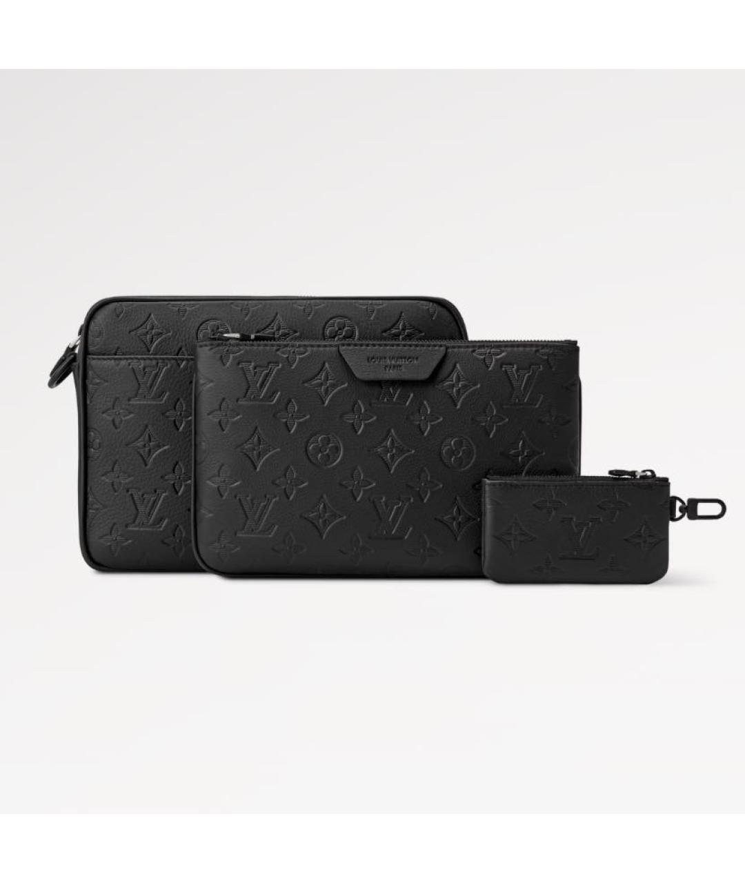 LOUIS VUITTON Черная кожаная барсетка, фото 5