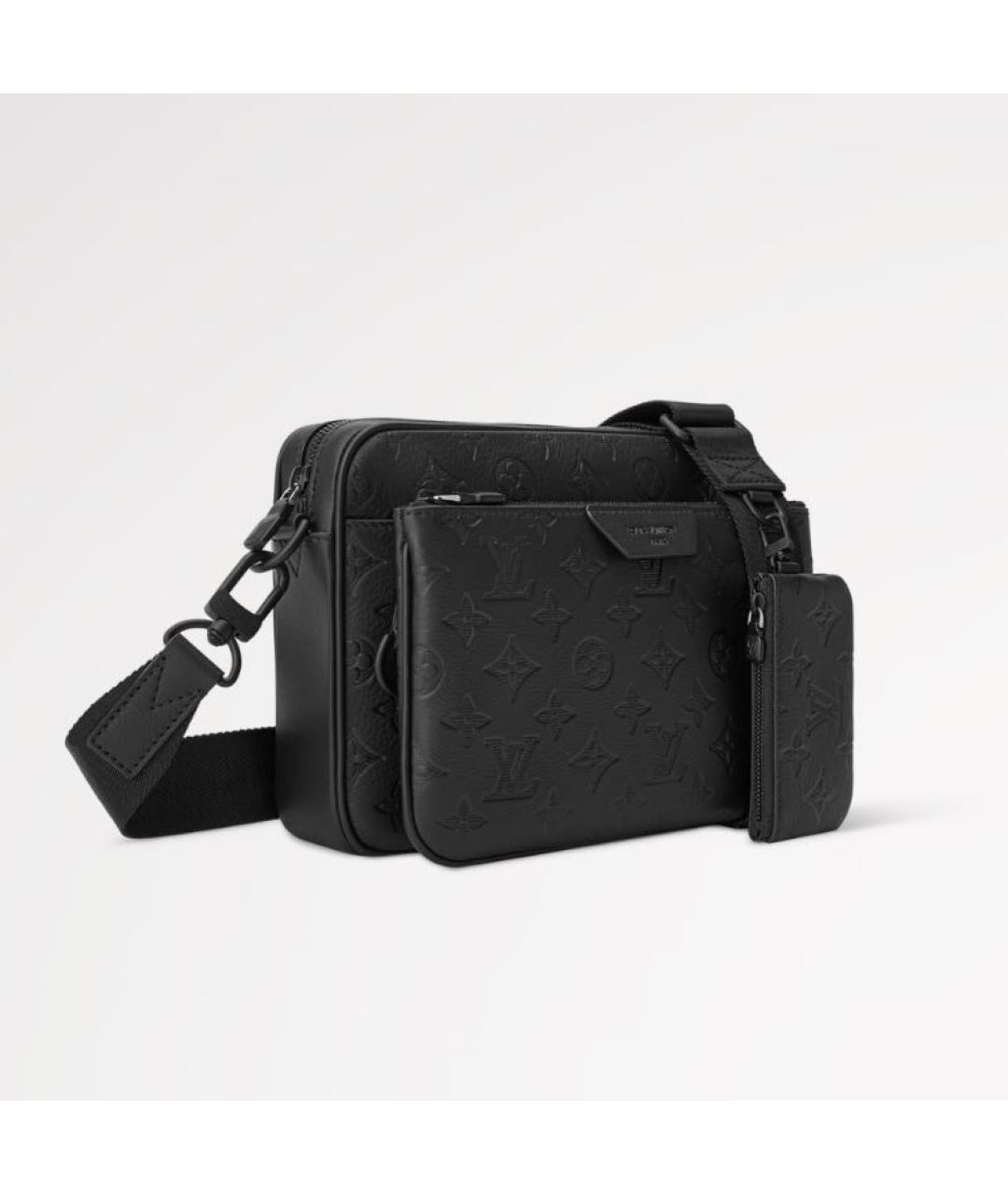 LOUIS VUITTON Черная кожаная барсетка, фото 2