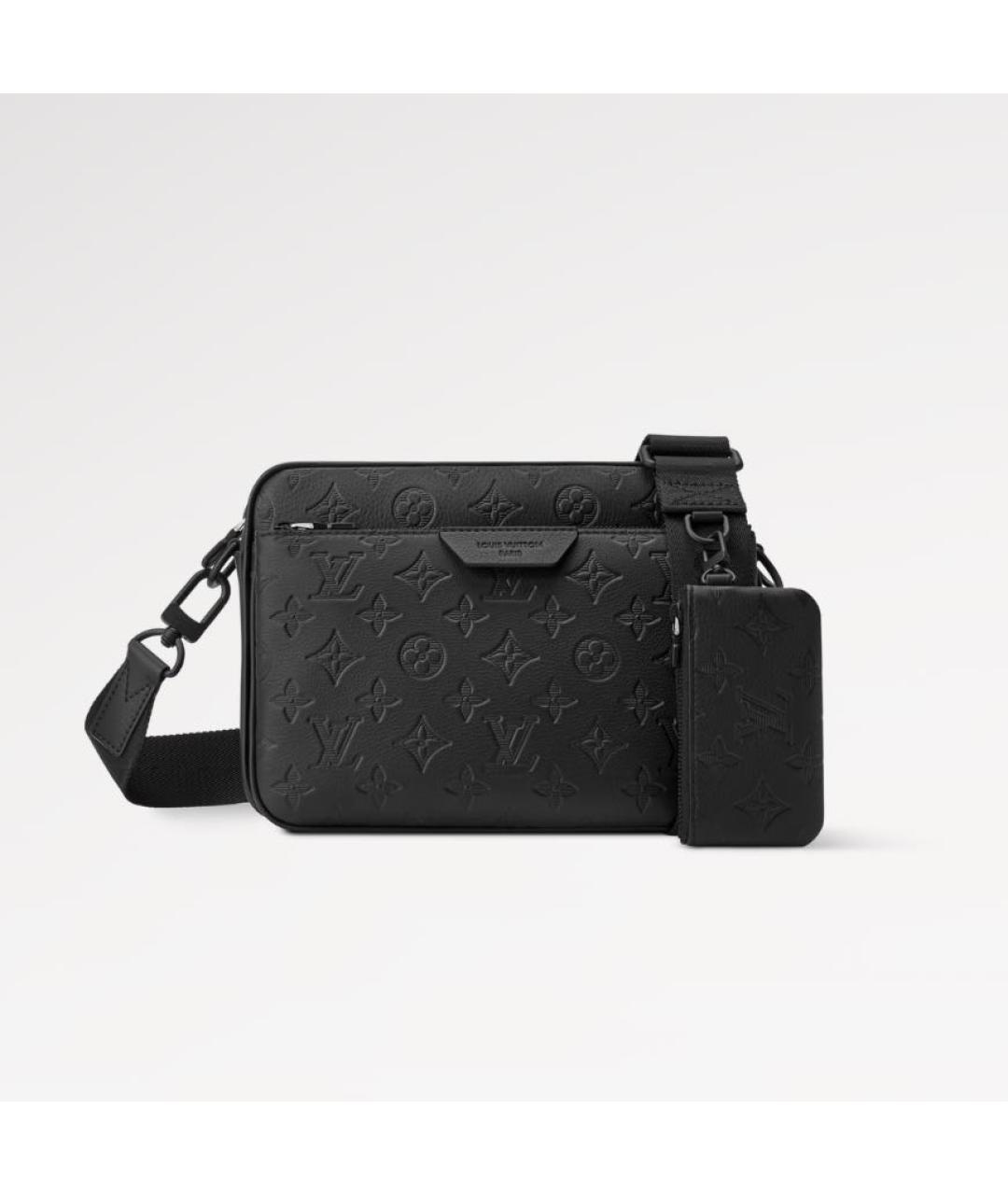 LOUIS VUITTON Черная кожаная барсетка, фото 9