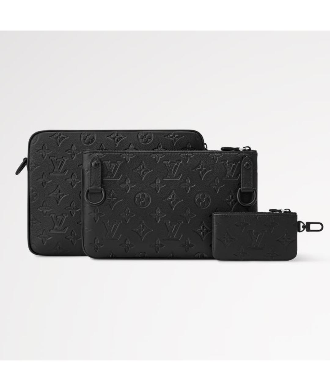 LOUIS VUITTON Черная кожаная барсетка, фото 4