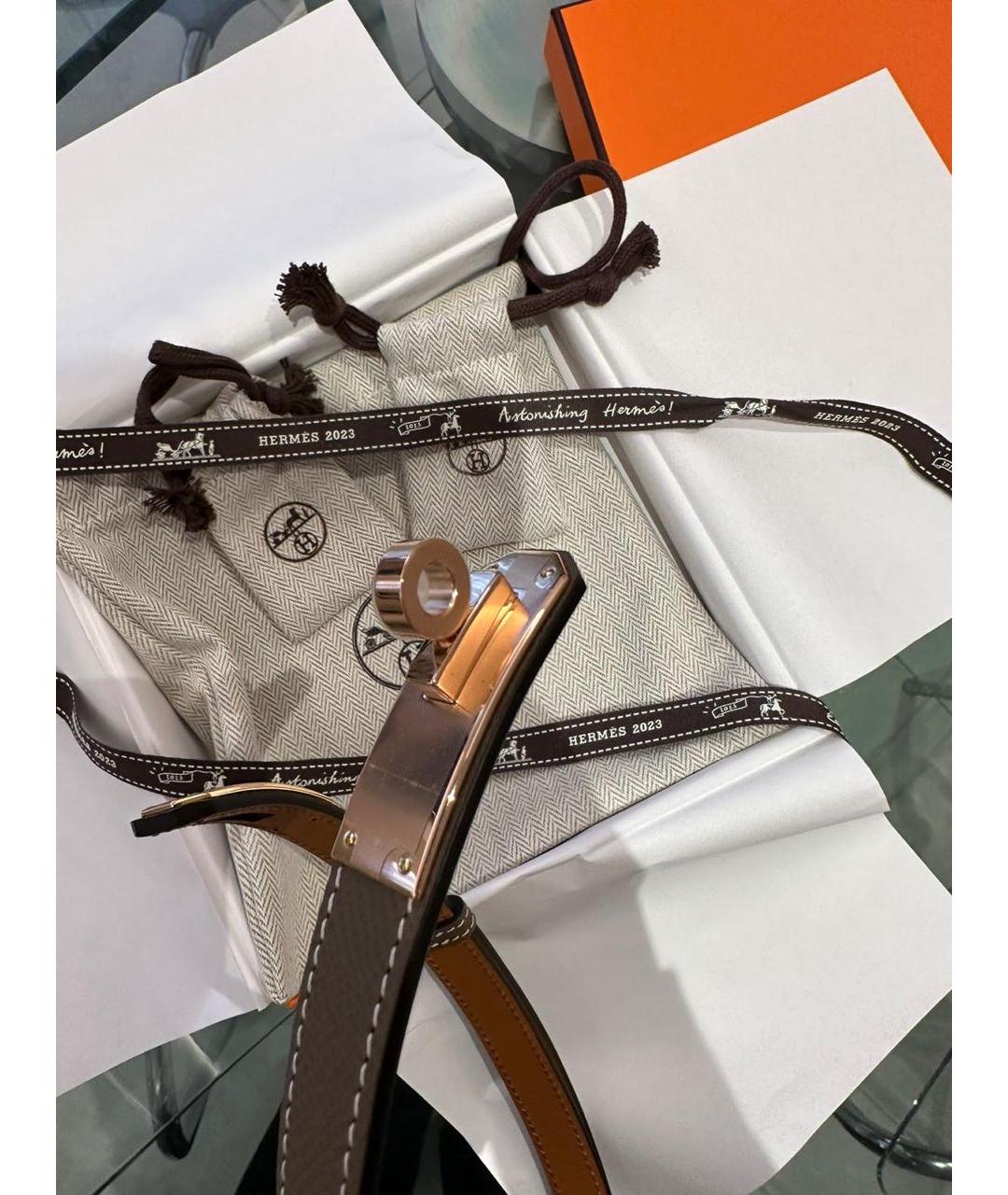 HERMES Бежевый кожаный ремень, фото 2