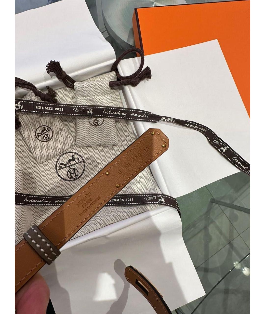 HERMES Бежевый кожаный ремень, фото 4