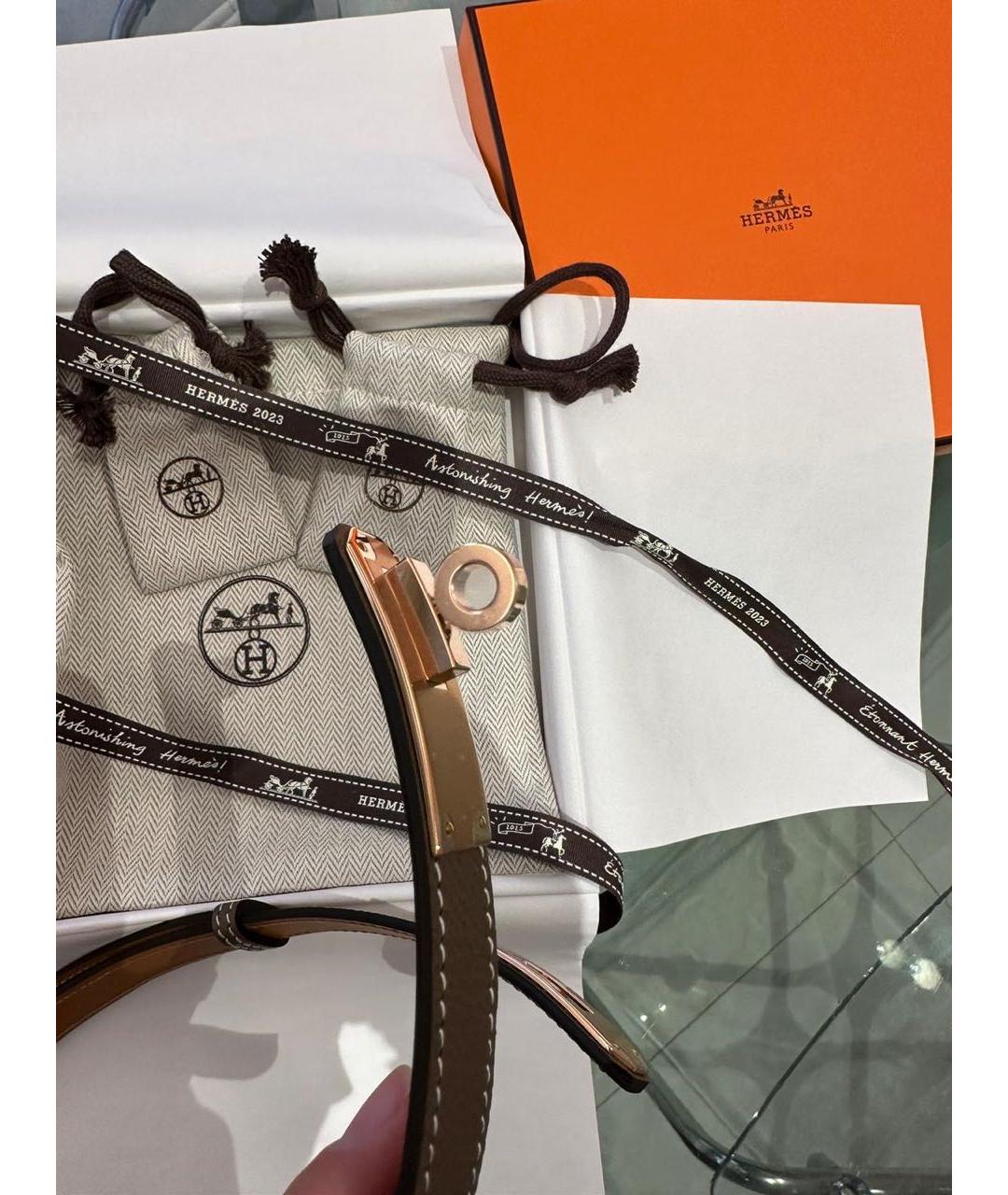 HERMES Бежевый кожаный ремень, фото 8