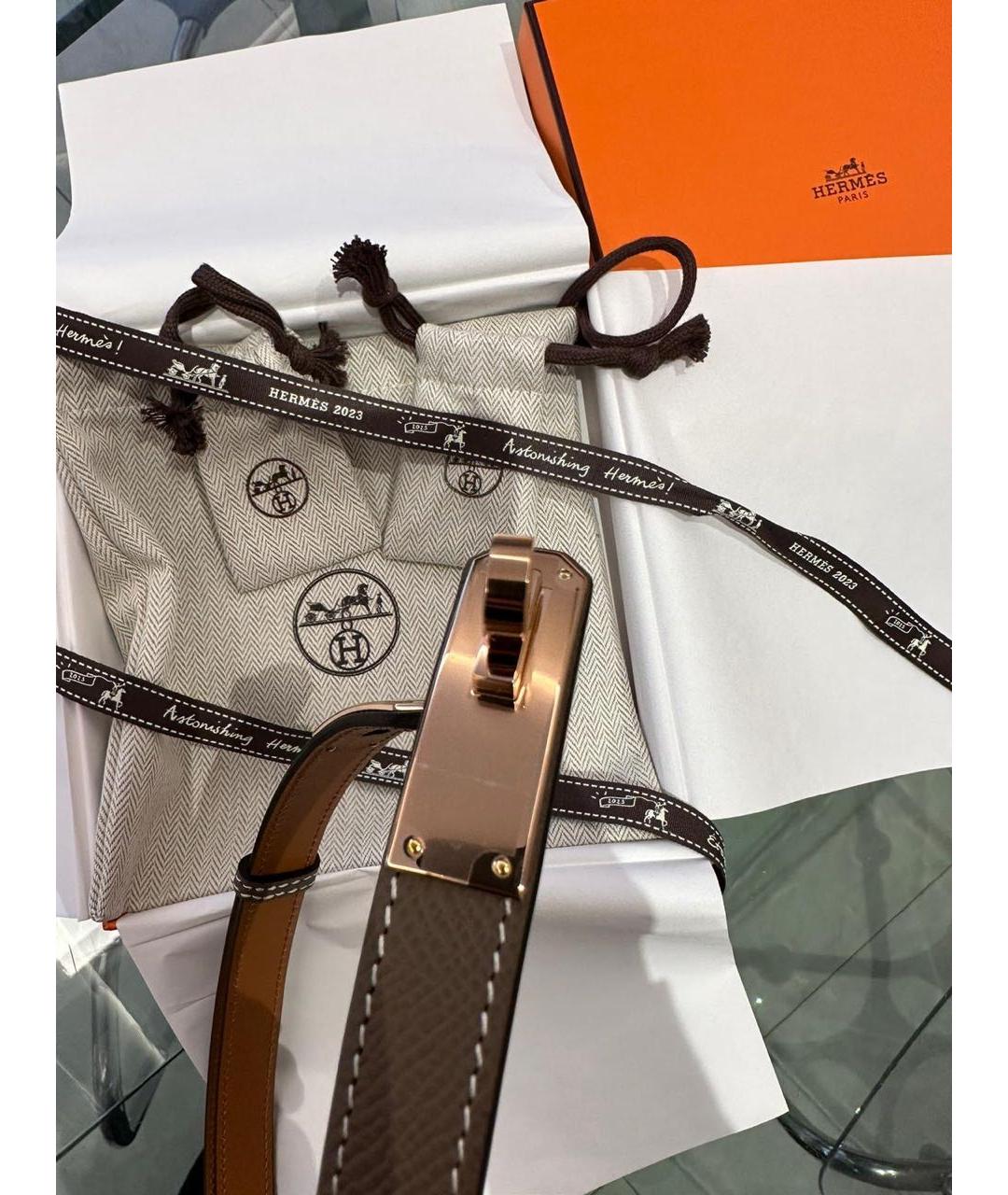HERMES Бежевый кожаный ремень, фото 5