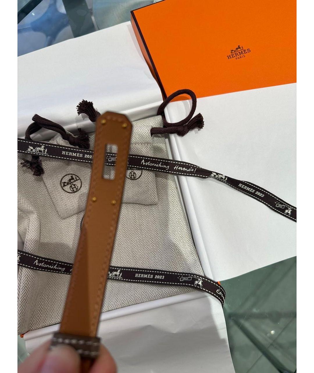 HERMES Бежевый кожаный ремень, фото 3