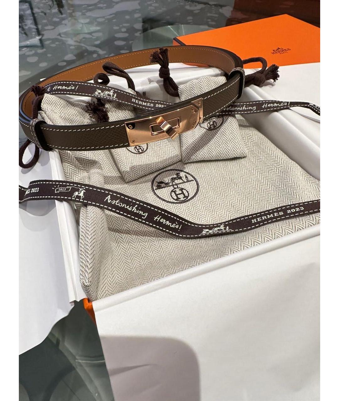 HERMES Бежевый кожаный ремень, фото 7
