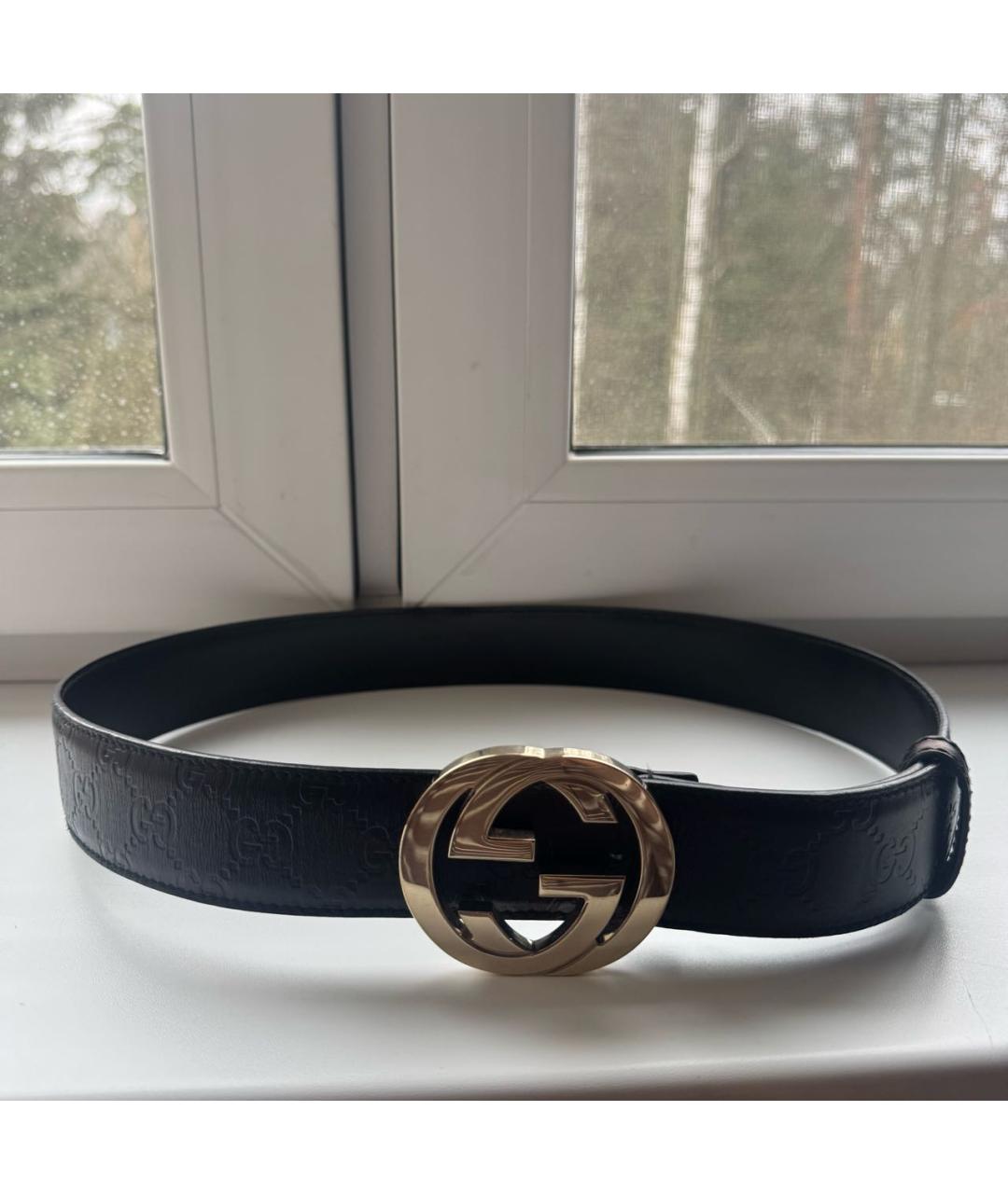 GUCCI Черный кожаный ремень, фото 5