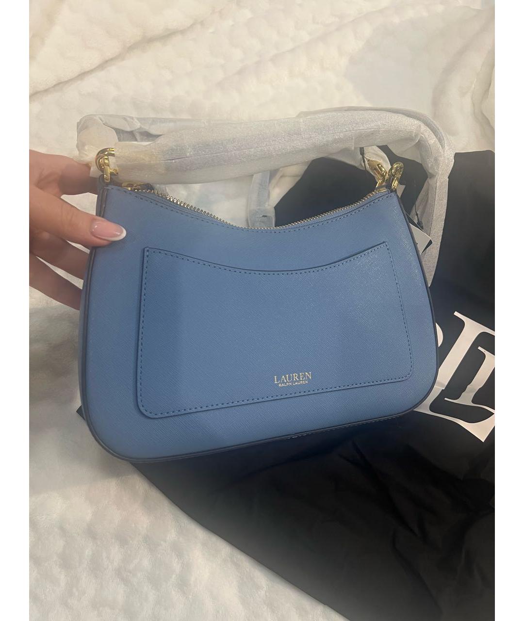 RALPH LAUREN Голубая кожаная сумка через плечо, фото 8