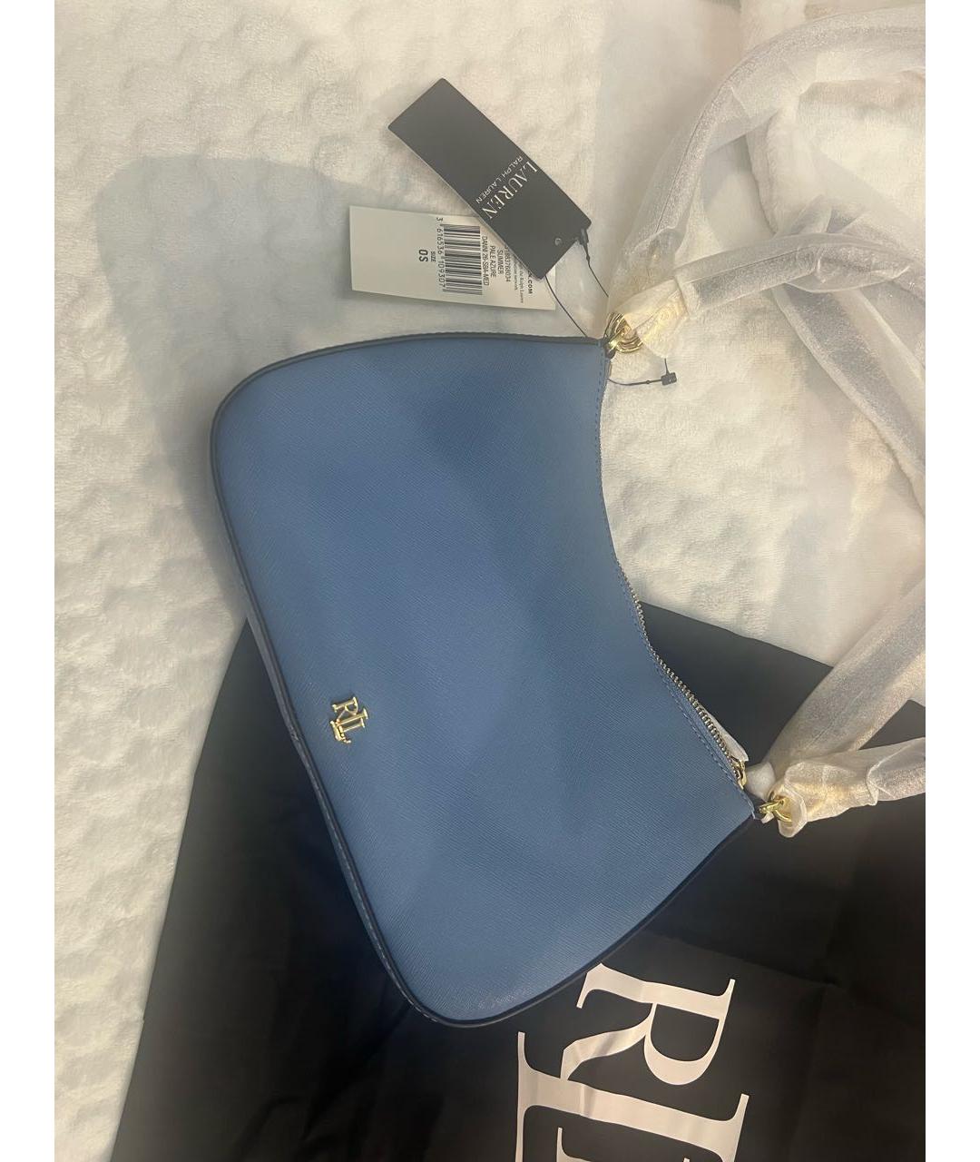 RALPH LAUREN Голубая кожаная сумка через плечо, фото 5