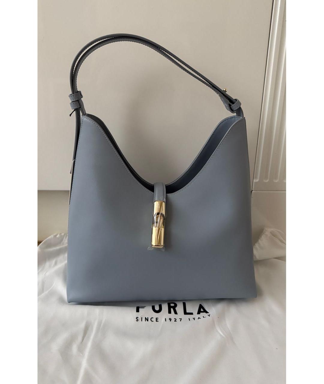 FURLA Голубая кожаная сумка тоут, фото 8