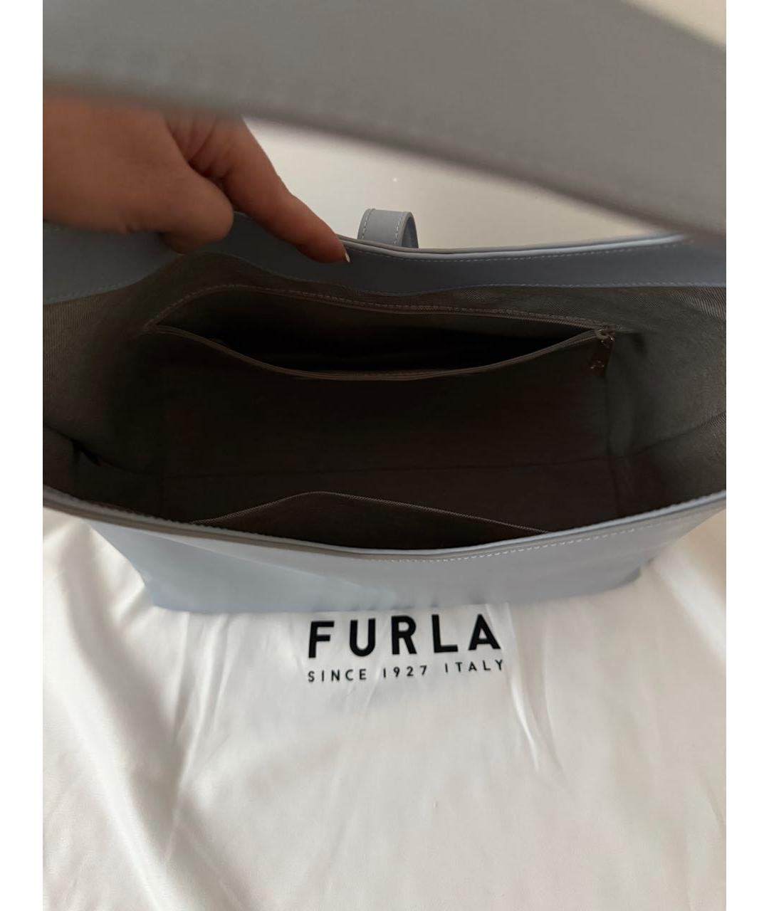 FURLA Голубая кожаная сумка тоут, фото 4
