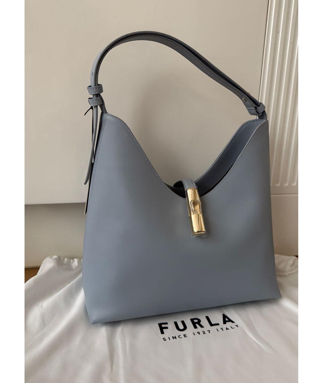 FURLA Голубая кожаная сумка тоут, фото 7