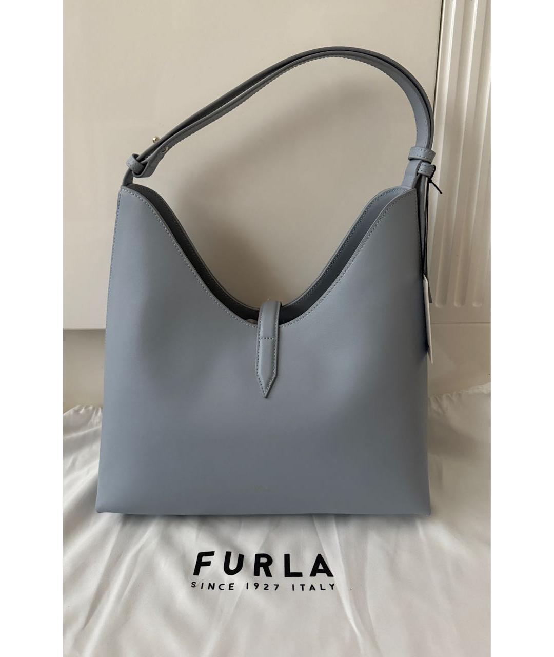 FURLA Голубая кожаная сумка тоут, фото 3