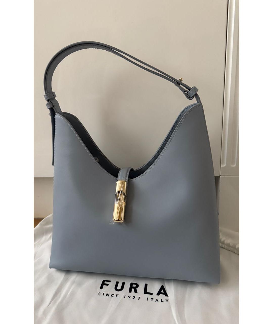 FURLA Голубая кожаная сумка тоут, фото 2