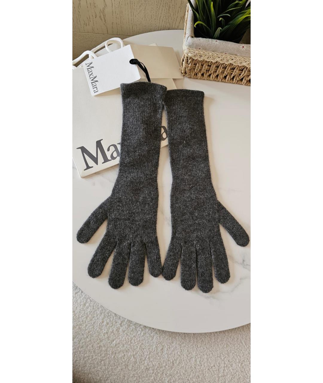 MAX MARA Серые кашемировые перчатки, фото 3