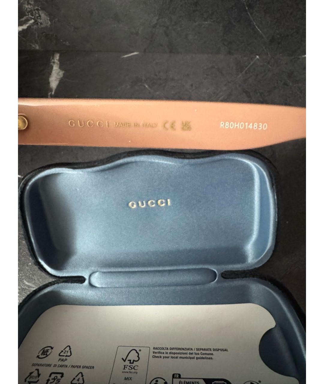 GUCCI Бежевые пластиковые солнцезащитные очки, фото 7