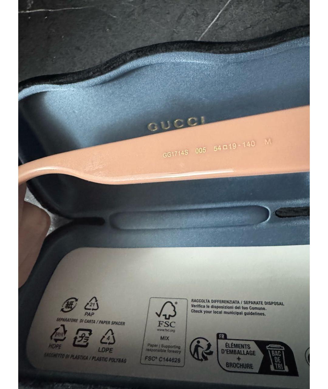 GUCCI Бежевые пластиковые солнцезащитные очки, фото 8