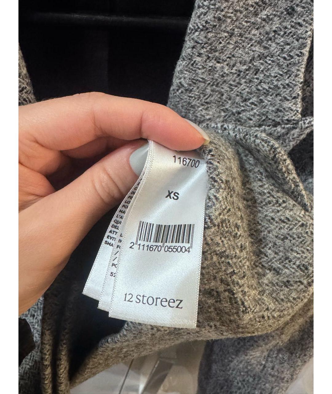 12 STOREEZ Серый шерстяной жакет/пиджак, фото 5