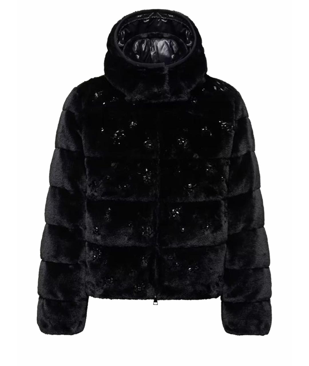 MONCLER Черная полиэстеровая шуба, фото 1