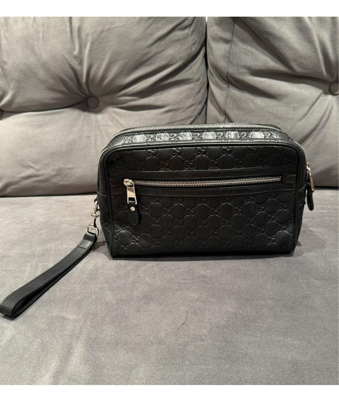 GUCCI Черная кожаная барсетка, фото 2