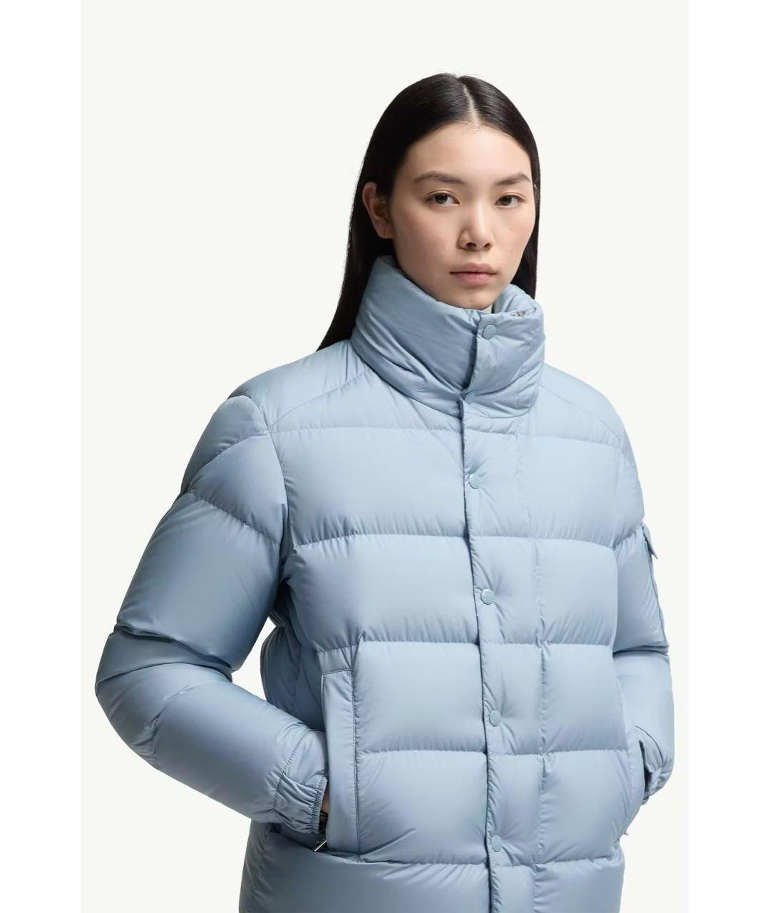 MONCLER Голубая полиэстеровая куртка, фото 3