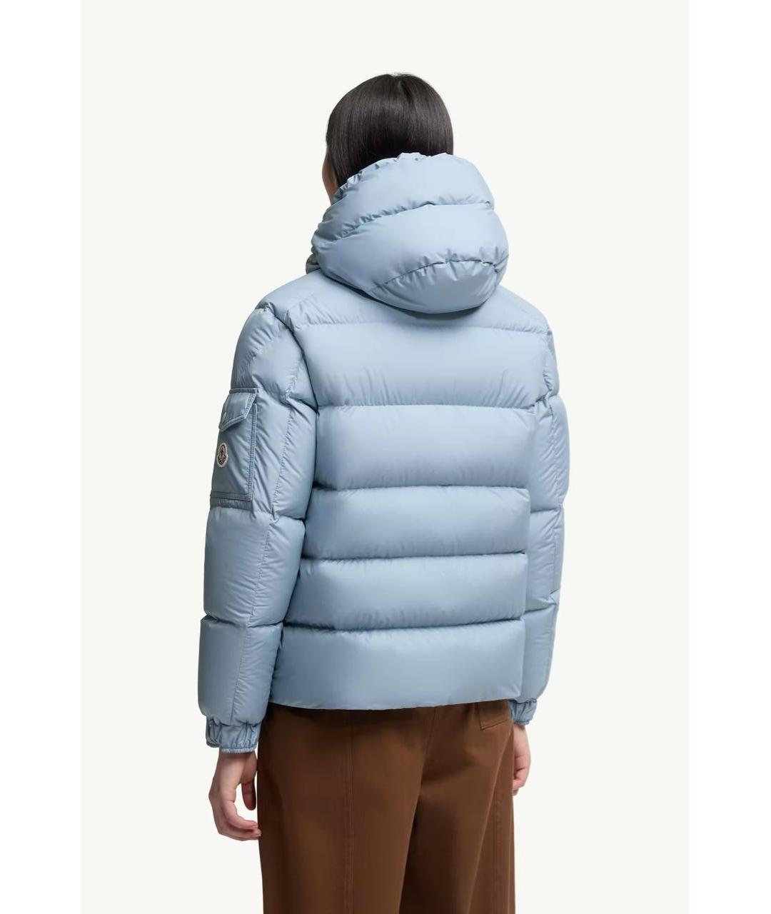 MONCLER Голубая полиэстеровая куртка, фото 4