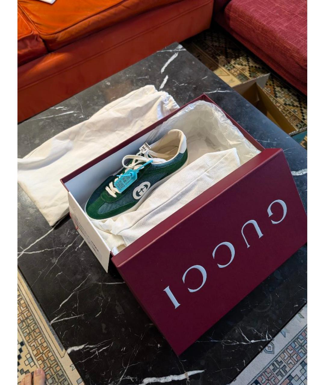 GUCCI Зеленые замшевые кеды, фото 6