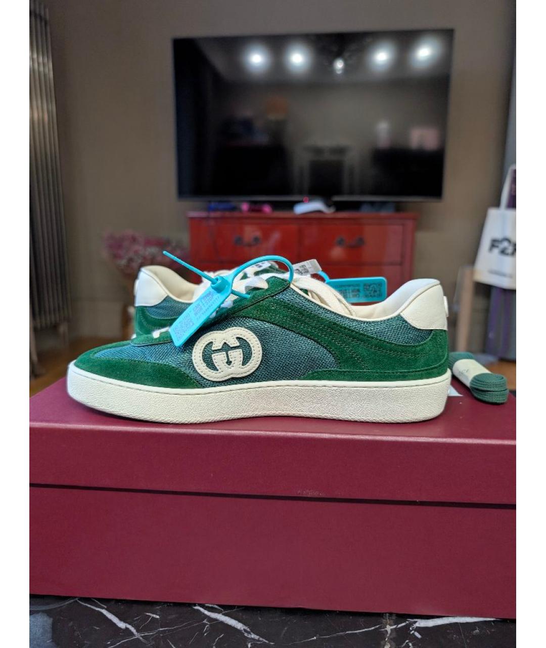 GUCCI Зеленые замшевые кеды, фото 7
