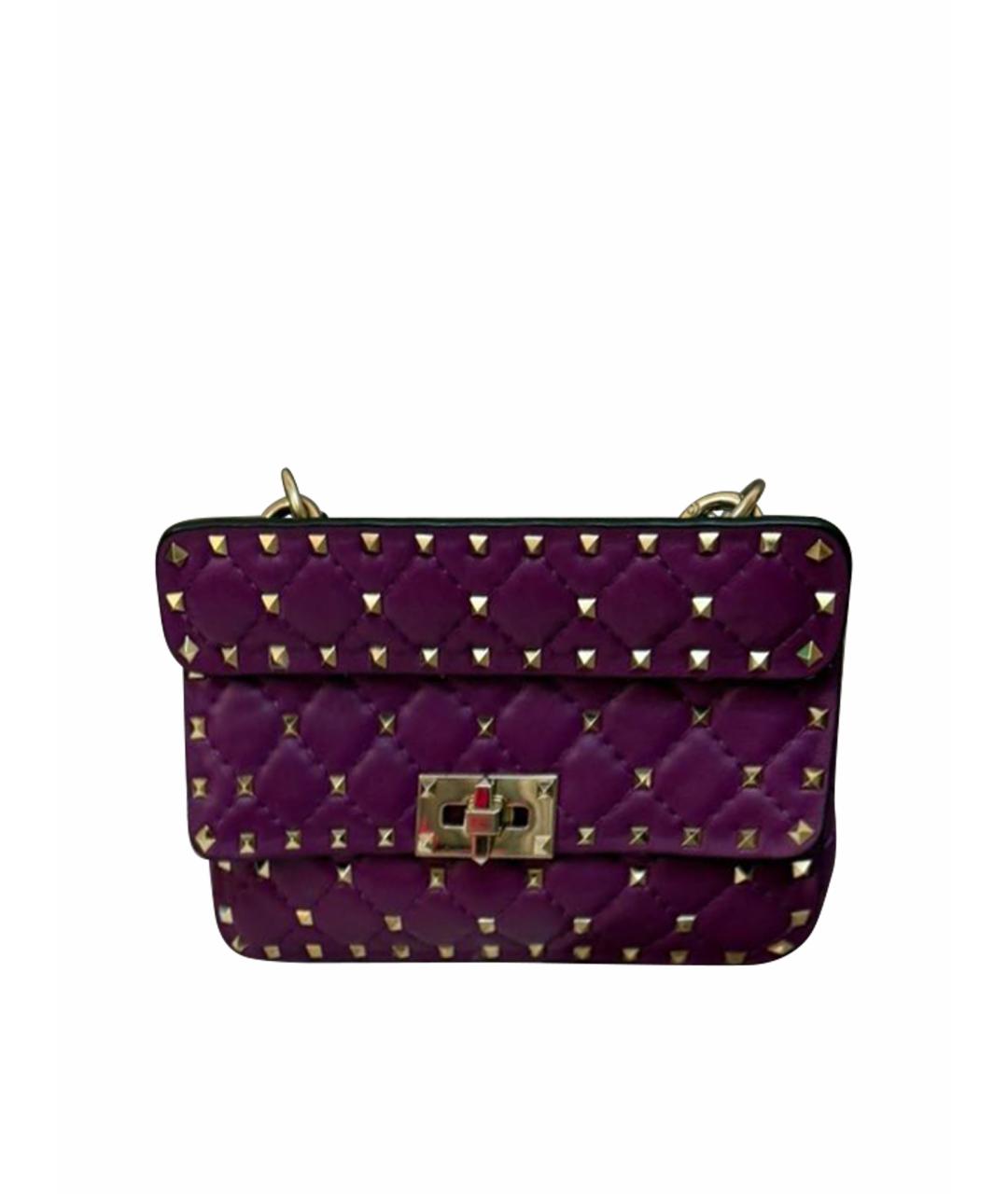VALENTINO Фиолетовая кожаная сумка через плечо, фото 1