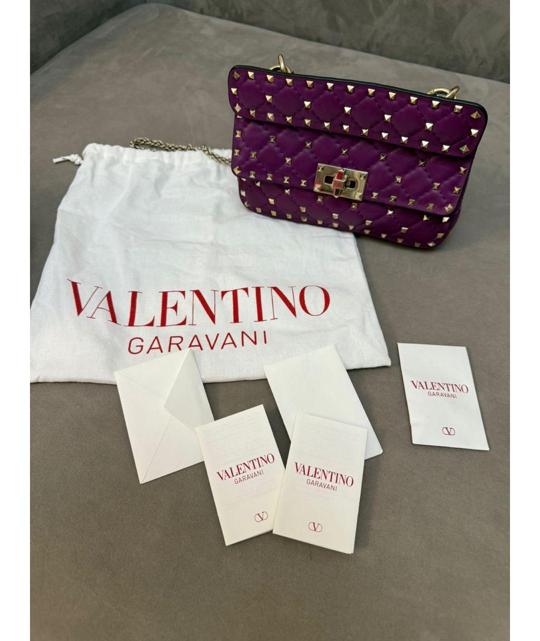 VALENTINO Фиолетовая кожаная сумка через плечо, фото 6