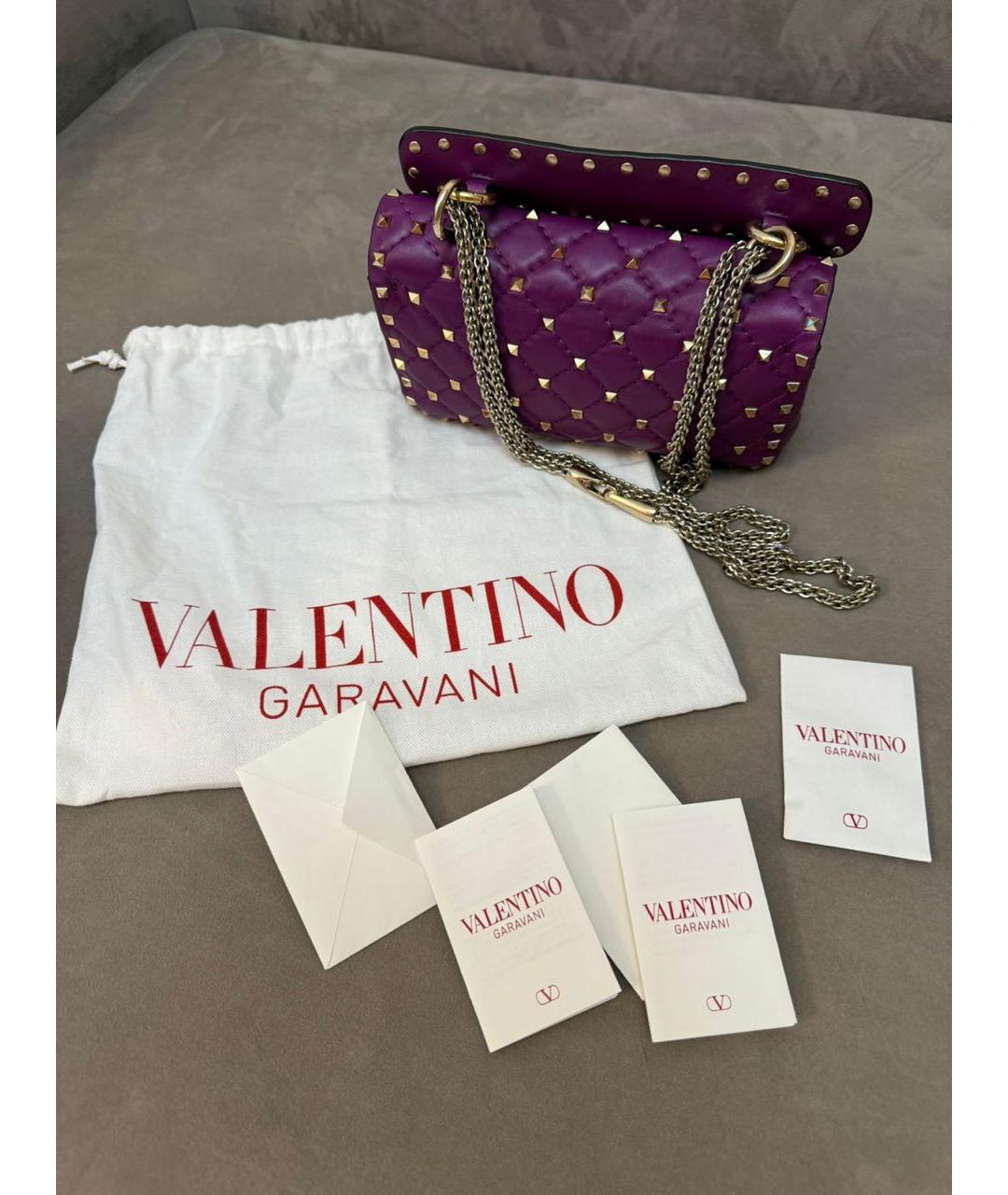 VALENTINO Фиолетовая кожаная сумка через плечо, фото 5