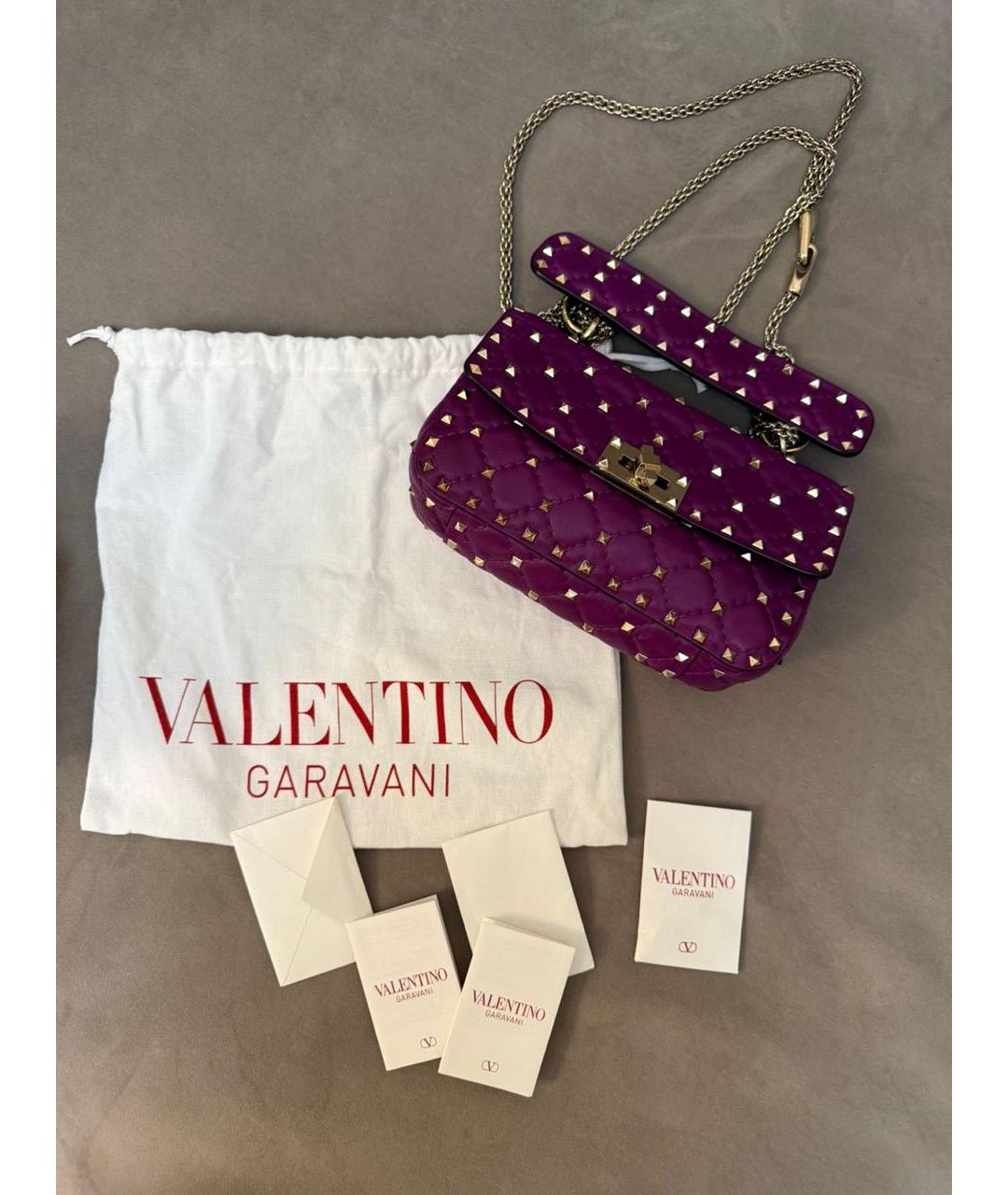 VALENTINO Фиолетовая кожаная сумка через плечо, фото 4