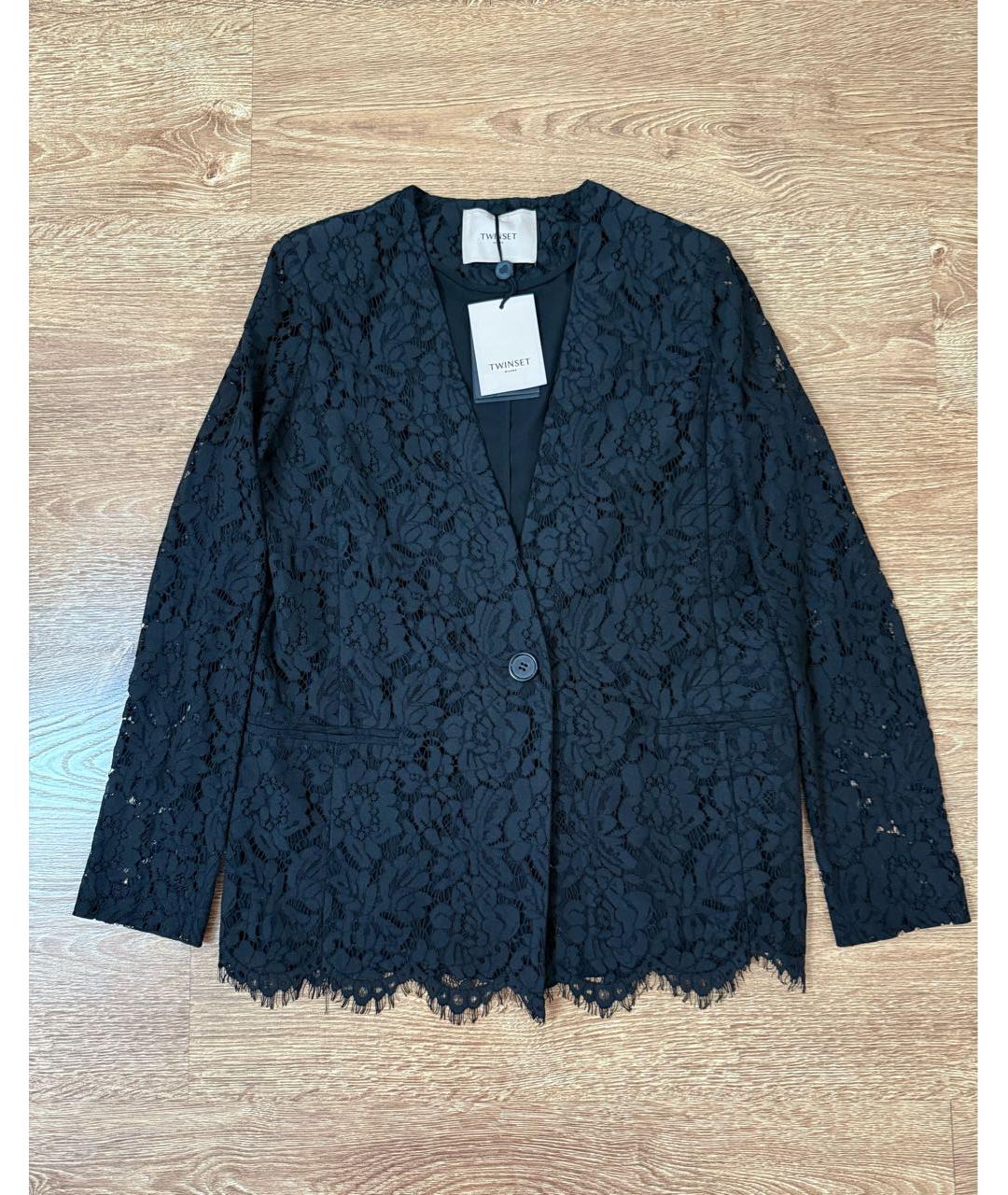TWIN-SET Черный кружевной жакет/пиджак, фото 2