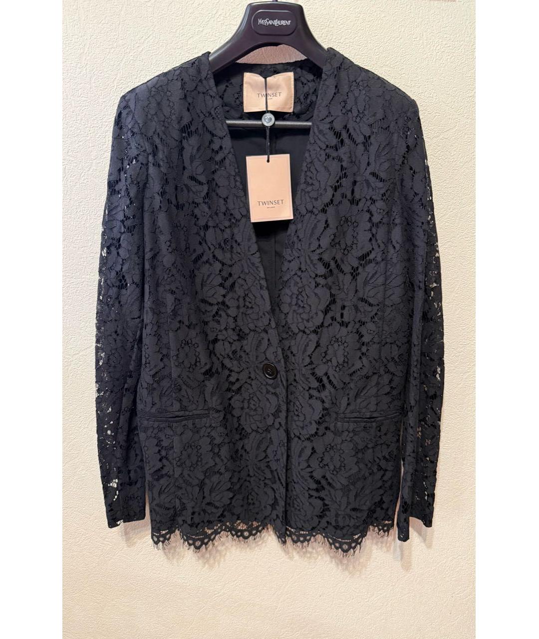 TWIN-SET Черный кружевной жакет/пиджак, фото 8