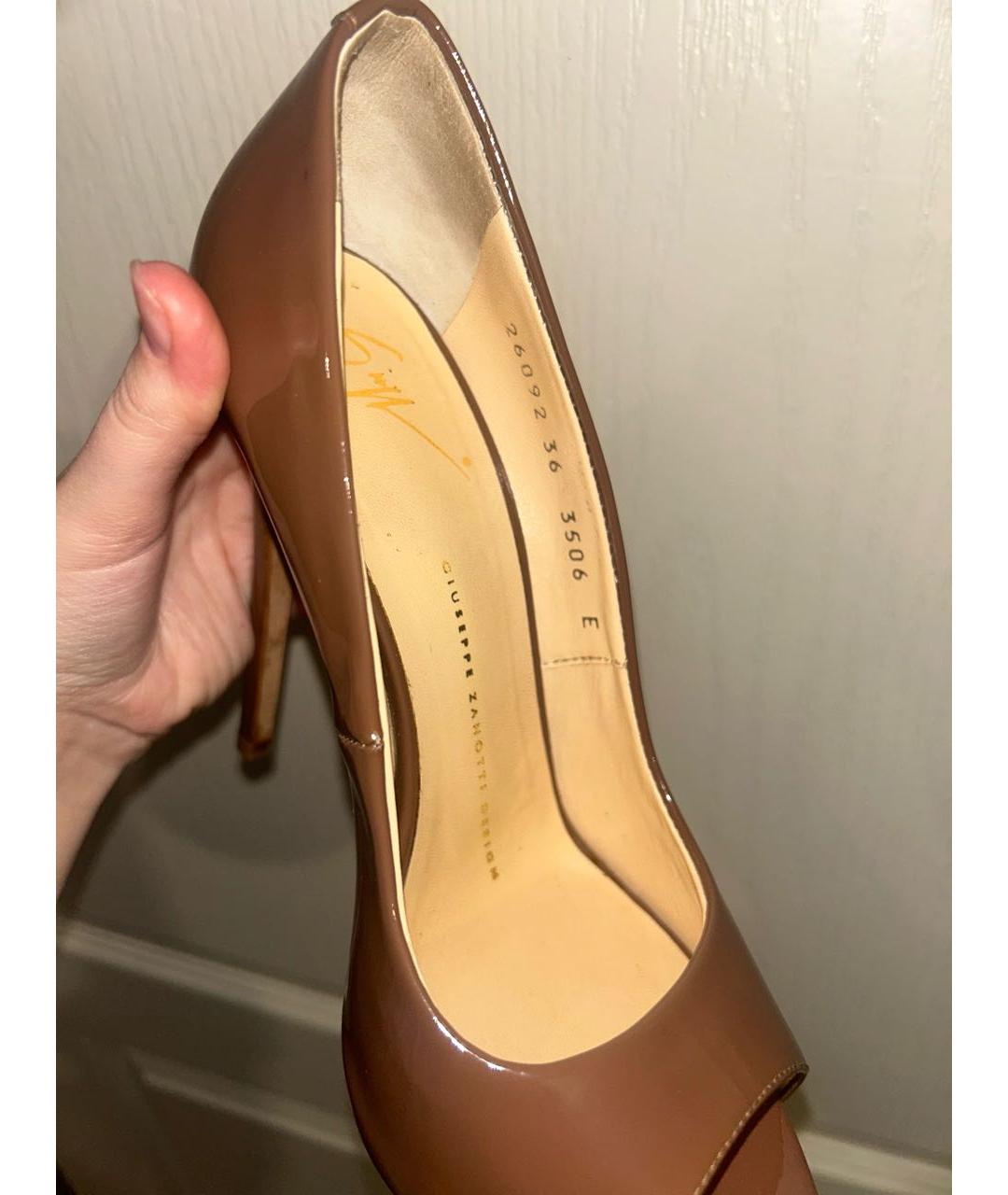 GIUSEPPE ZANOTTI DESIGN Коричневые туфли из лакированной кожи, фото 8