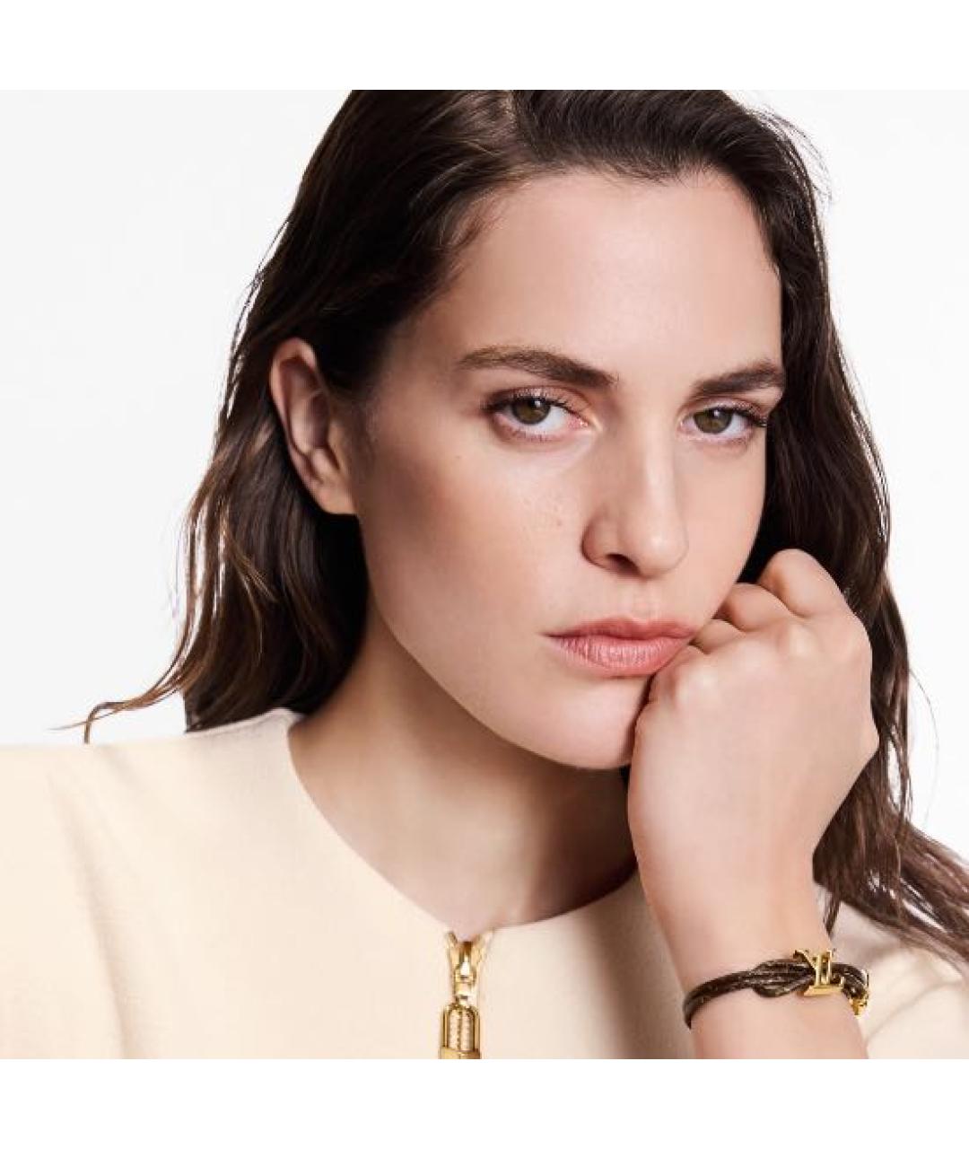 LOUIS VUITTON Коричневый металлический браслет, фото 5