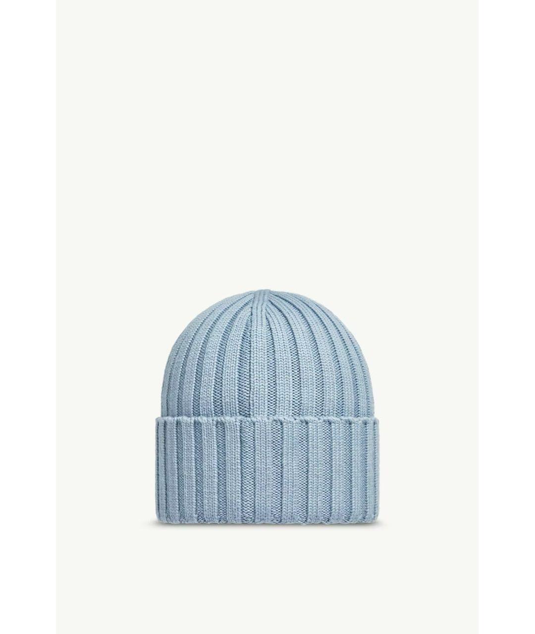 MONCLER Голубая шерстяная шапка, фото 3