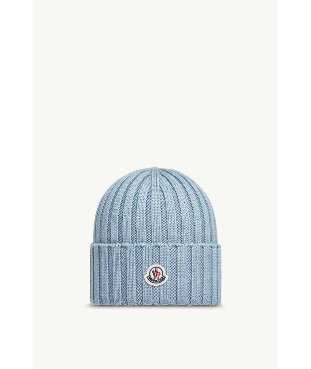 MONCLER Голубая шерстяная шапка, фото 4