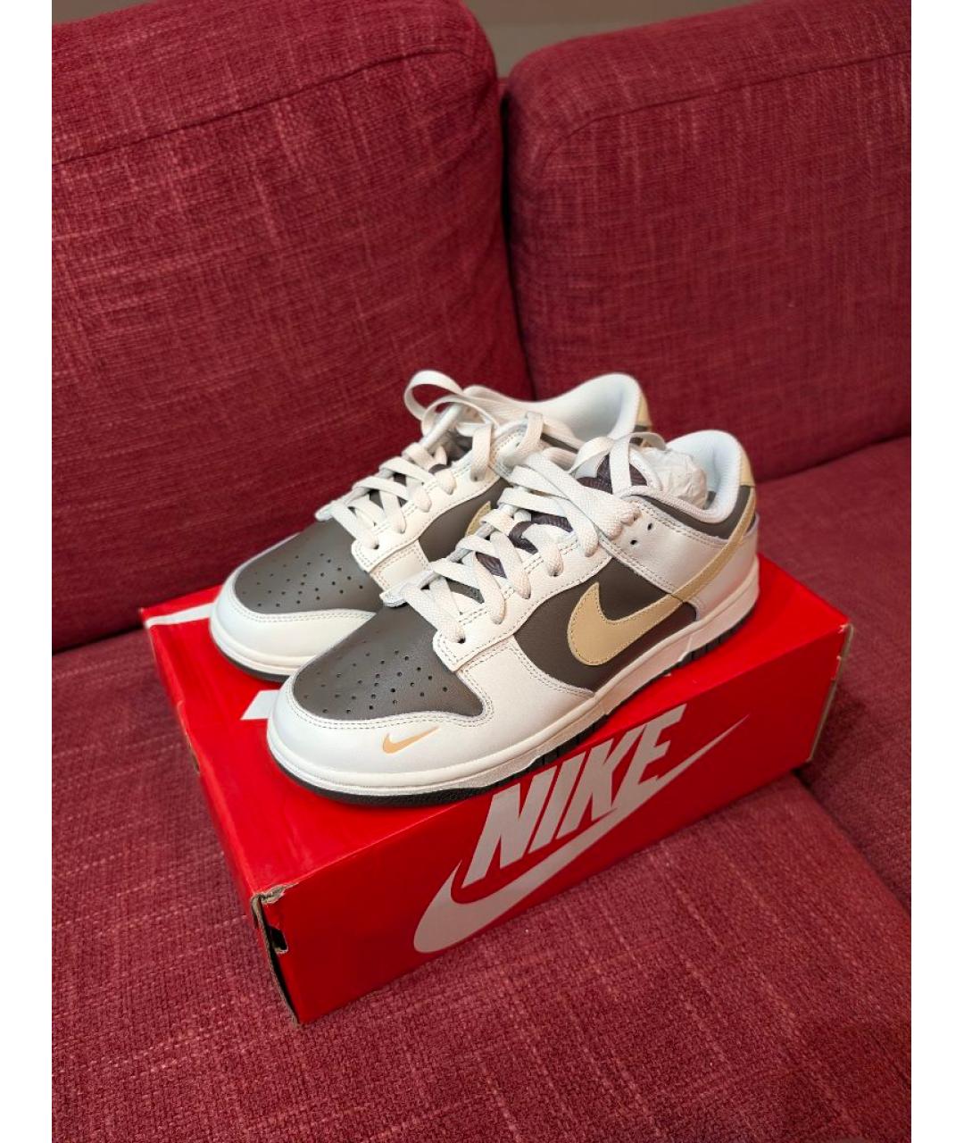 NIKE Бежевые кожаные кроссовки, фото 3